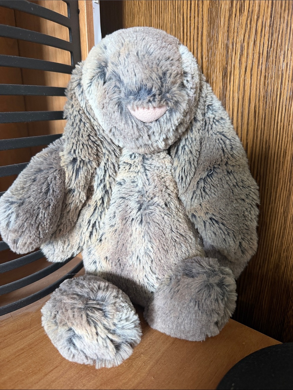 Jellycat Plush Toy - Gray with Teal Logo and Orange Accent bunny